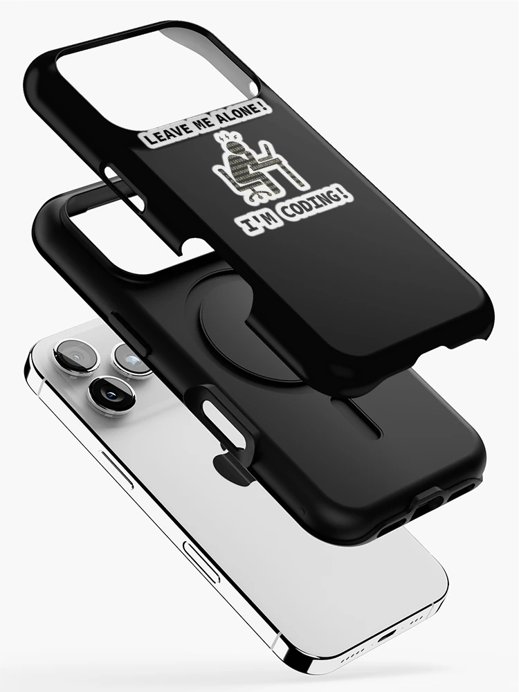 Thumbnail 2 of 4, iPhone Case, Leave Me Alone, I am Coding, Programmer At Work, Source Code, Software Engineer, Computer Science, Programming Humor, Binary Code, Sticker designed and sold by Max-Wear.