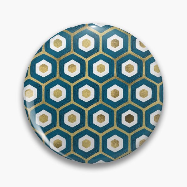 Artikelvorschau, Hexagon Honeycomb Pattern - Teal & Gold entworfen und verkauft von Cat Coquillette.