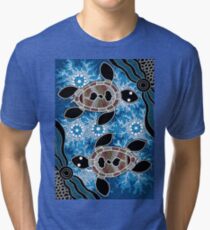 Aboriginal Art Authentic - Sea Turtles Tri-blend T-Shirt