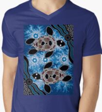 Aboriginal Art Authentic - Sea Turtles Men's V-Neck T-Shirt