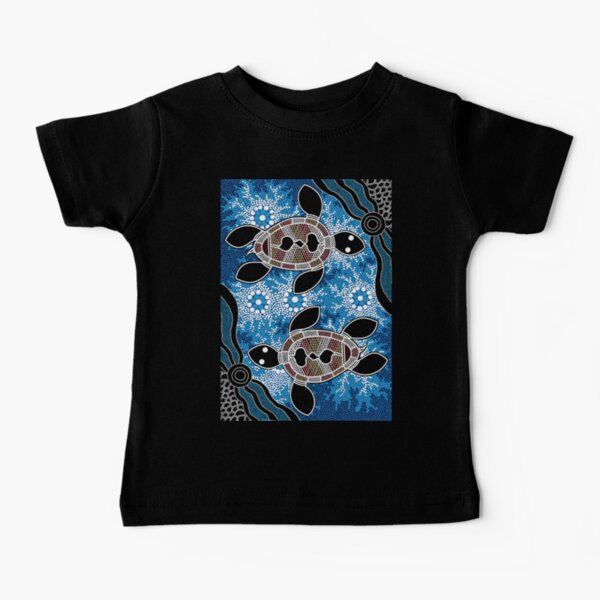 Authentic Aboriginal Art  - Sea Turtles Baby T-Shirt