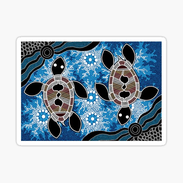 Authentic Aboriginal Art - Sea Turtles Sticker