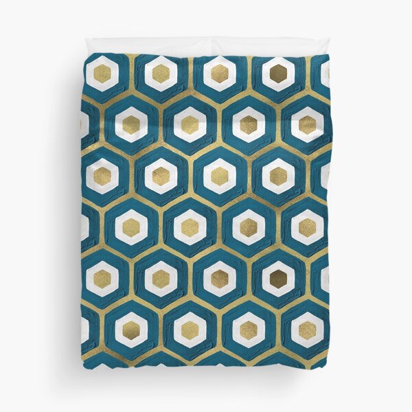 Item preview, Hexagon Honeycomb Pattern – Teal & Gold designed and sold by Cat Coquillette.