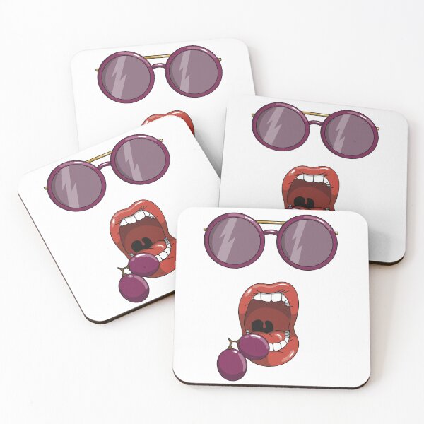 Item preview, Mouth about to eat two purple grapes and matching purple sun glasses designed and sold by Fruit-Tee.