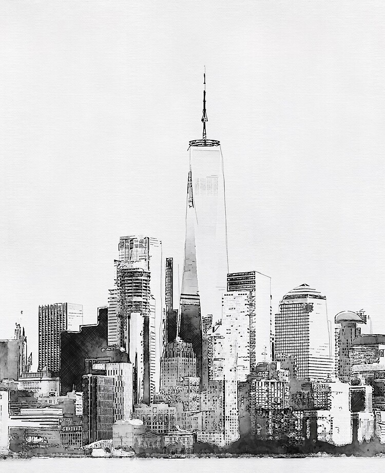 Papel tapiz autoadhesivo en rollo de papel de Nueva York horizonte de la  ciudad de Nueva York en blanco y negro y horizontes de la ciudad de Nueva