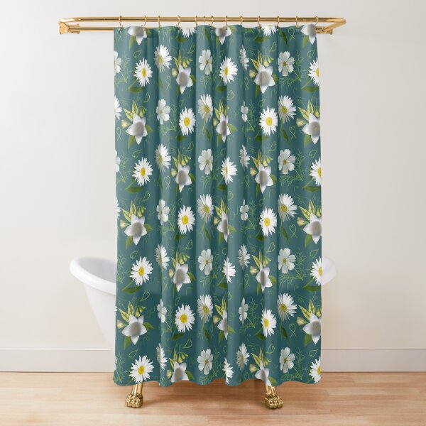 Whites of Summer on Blue Shower Curtain