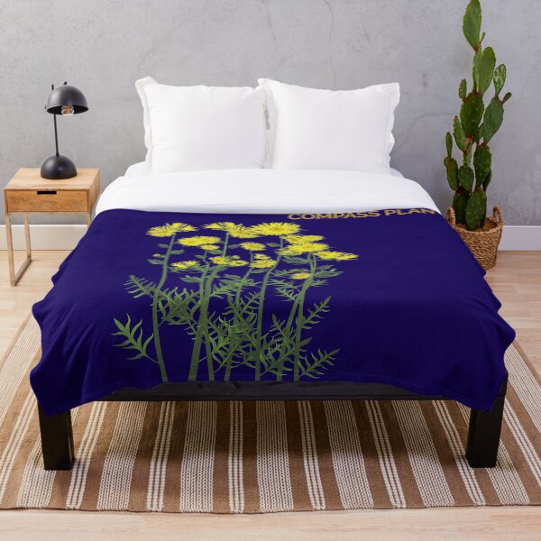 Compass Plant on indigo Throw Blanket