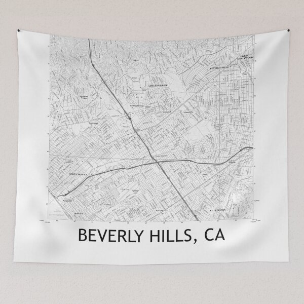 Item preview, Beverly Hills, CA Topographical Map Black & White designed and sold by PGHPhotoCo.