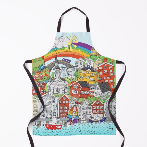 Item preview, Bryggen - Whimsical Autumnal Street Scene Based on Bergen, Norway designed and sold by LouiseFranksArt.