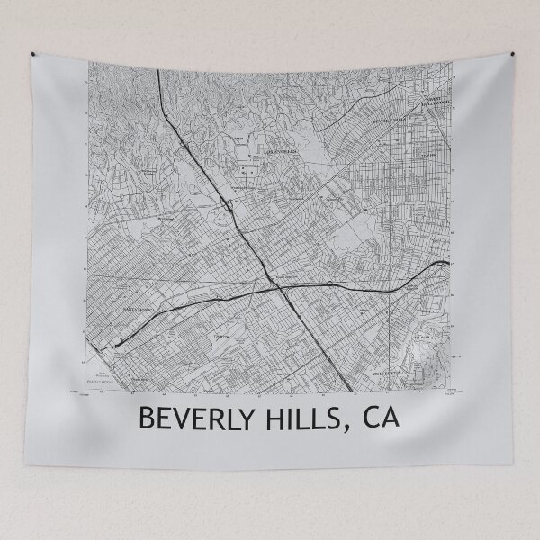 Artikelvorschau, Beverly Hills, CA Topografische Karte Grau entworfen und verkauft von PGHPhotoCo.