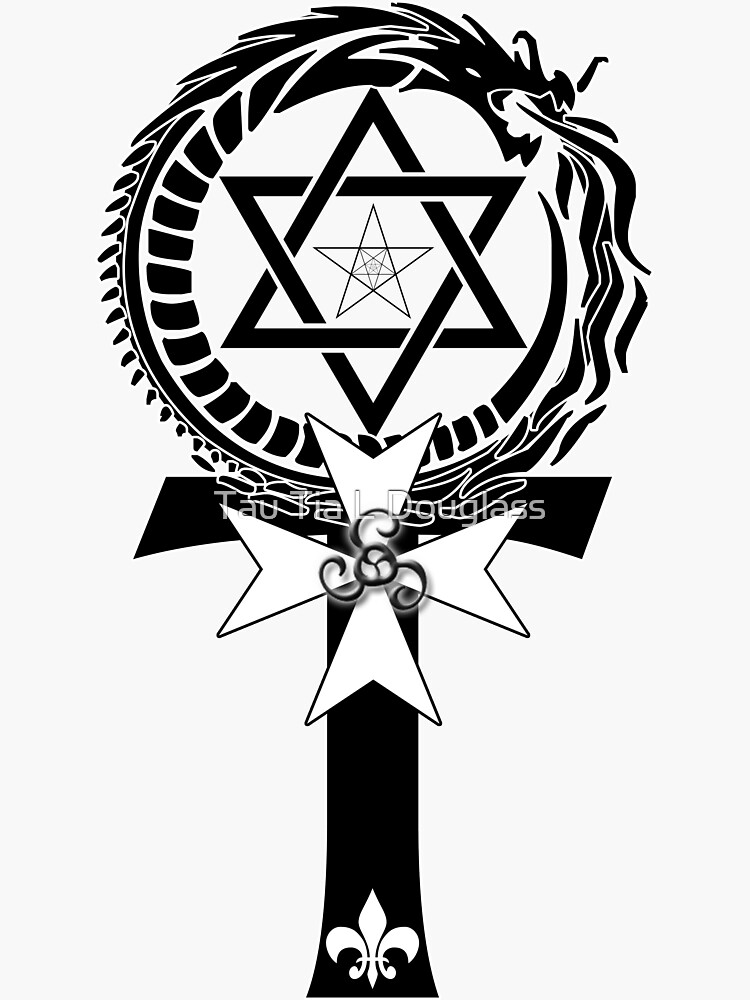 Thumbnail 3 of 3, Sticker, Gnostic Tau - Gnostic Theolalites designed and sold by PurplePeacock.