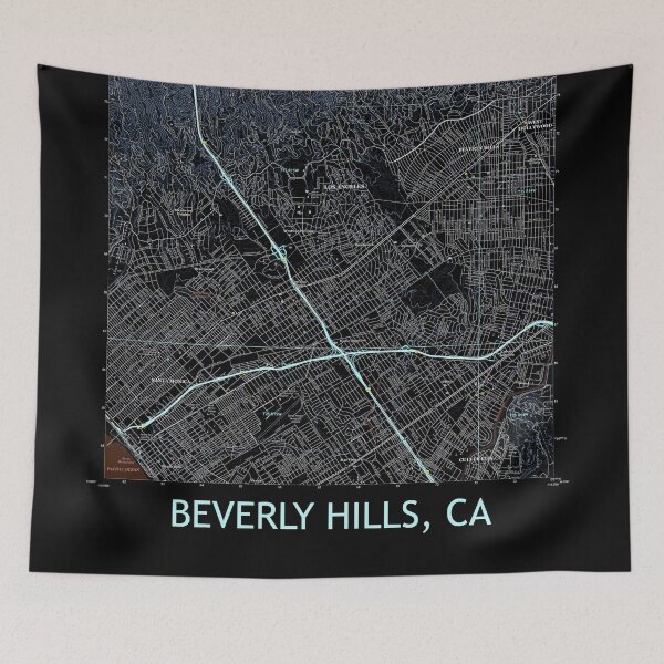 Artikelvorschau, Beverly Hills, CA Topografische Karte Dunkel entworfen und verkauft von PGHPhotoCo.