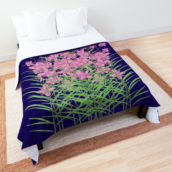 Fireweed on indigo Comforter