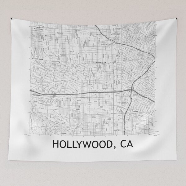 Item preview, Hollywood, CA Topographical Map Black & White designed and sold by PGHPhotoCo.