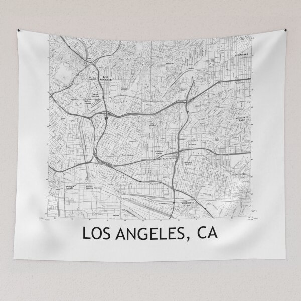 Item preview, Los Angeles, CA Topographical Map Black & White designed and sold by PGHPhotoCo.