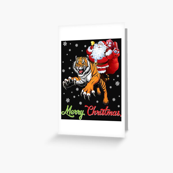 Artikel-Vorschau von Weihnachtsmann mit Weihnachtsgeschenk reitet Tiger Weihnachten, designt und verkauft von Bonifacio07.
