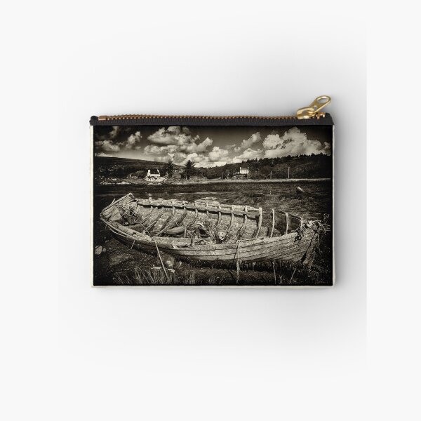 Item preview, Boat Wreck Beara Peninsula West Cork Seascape Sepia Black and White Art Print designed and sold by ROADTROOPER.