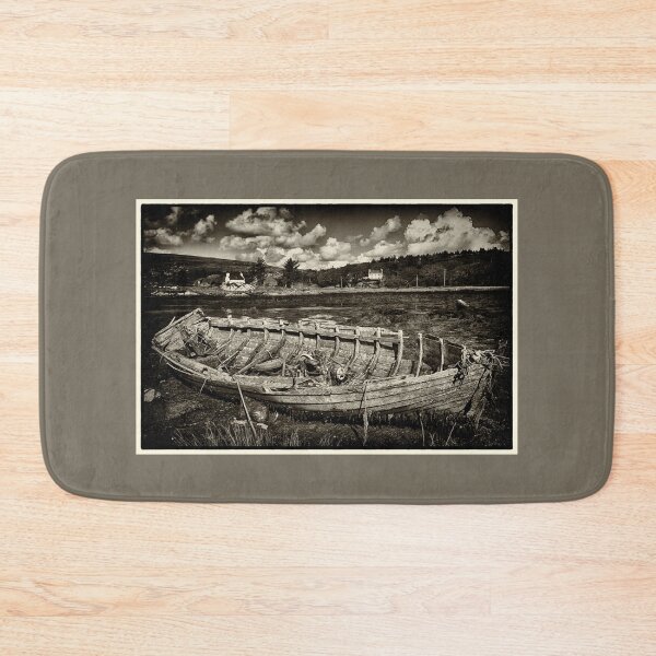 Item preview, Boat Wreck Beara Peninsula West Cork Seascape Sepia Black and White Art Print designed and sold by ROADTROOPER.