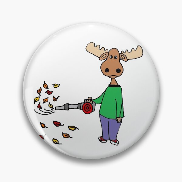 Item preview, Funny Moose using Leaf Blower Cartoon designed and sold by Nature's Fancy.
