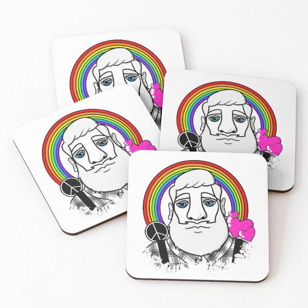 Item preview, Peace, Love, and Rainbow with Bearded Man in Plaid designed and sold by thecraftace.