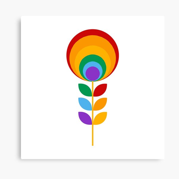Rainbow Mid Century Flower Canvas Print