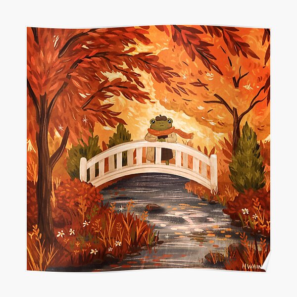 Forlorn Frog in Fall Poster