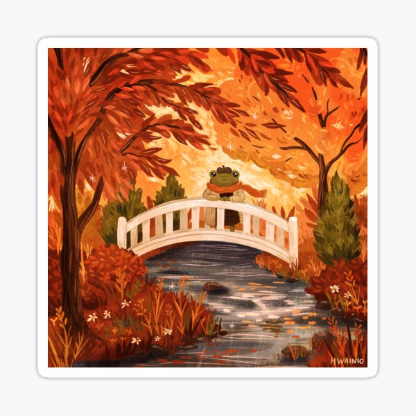 Forlorn Frog in Fall Sticker