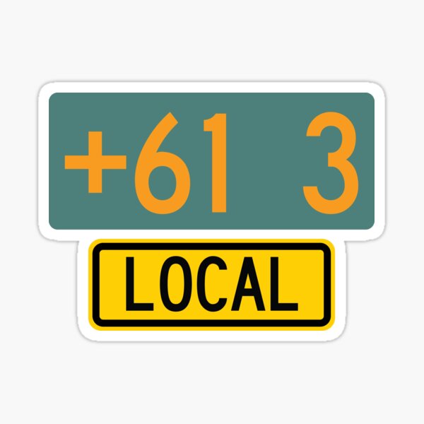 Australian Route Marker +61 3 (Area Code +61 3) Sticker