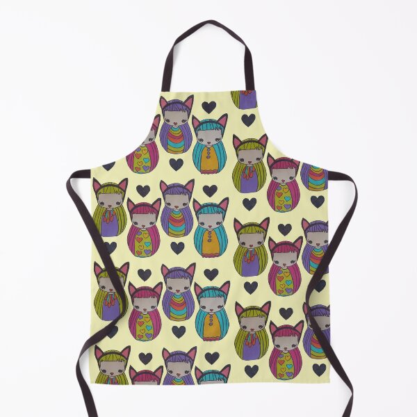 Item preview,  Cat Girl Nesting Dolls Yellow Background designed and sold by Renee Hazen.