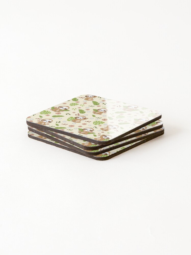Thumbnail 4 of 5, Coasters (Set of 4), Cute Sloth Pattern designed and sold by Ribsa.