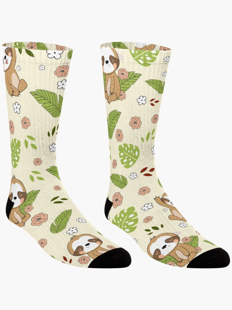 Thumbnail 3 of 5, Socks, Cute Sloth Pattern designed and sold by Ribsa.