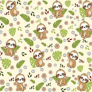 Artwork thumbnail, Cute Sloth Pattern by Ribsa