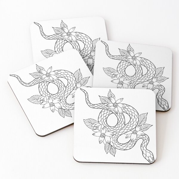 Item preview, Tattoo Style Snake with Flowers designed and sold by ALPdesigns.
