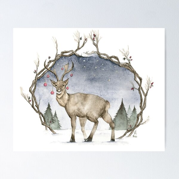 Item preview, Winter Reindeer - Christmas vibes designed and sold by EylianaPainting.