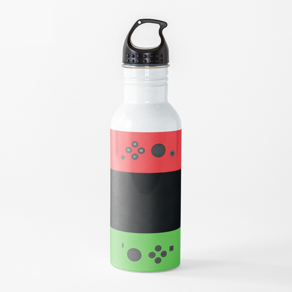 Nintendo Switch Controller Green Red Gamer Design Water Bottle
