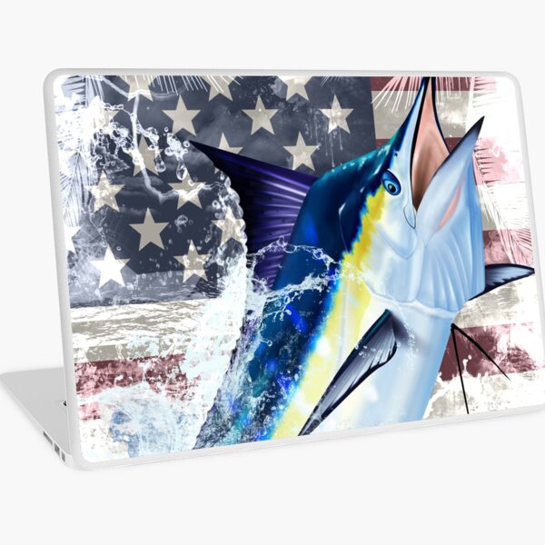 Blue Marlin with US Flag Poster for Sale by Mary Tracy