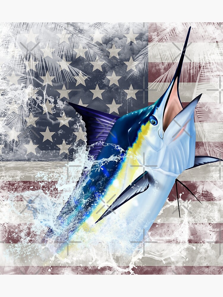 Blue Marlin with US Flag by iColor4U