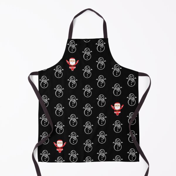 Item preview, Winter Snowmen and Santa fun Christmas pattern on black background.  designed and sold by milkasweet.
