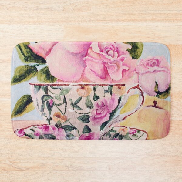 Item preview, Teacup, Yellow Apple, Pink Roses designed and sold by mary hughes.