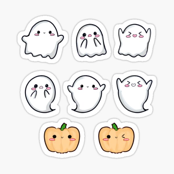 Kawaii Halloween Ghosties and Pumpkins Set Sticker