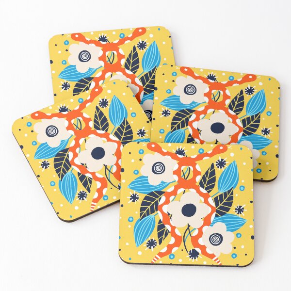 Item preview,  Snakes and flowers in yellow designed and sold by printmesomecolo.
