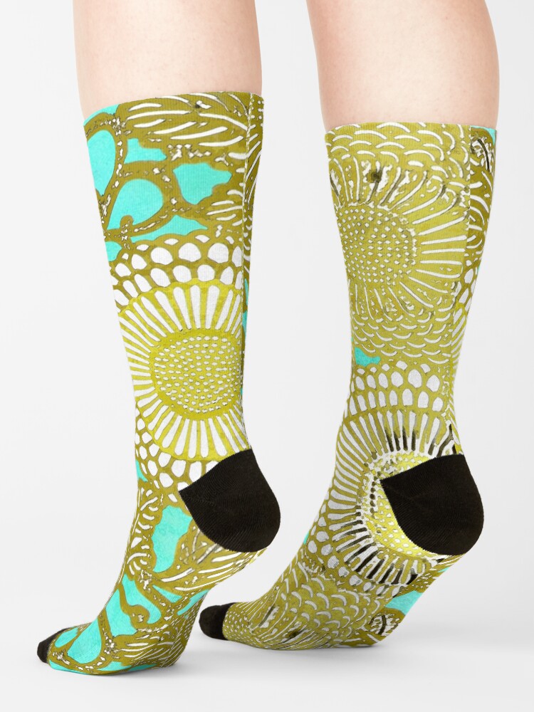 Alternate view of Turquoise and Gold pattern Socks