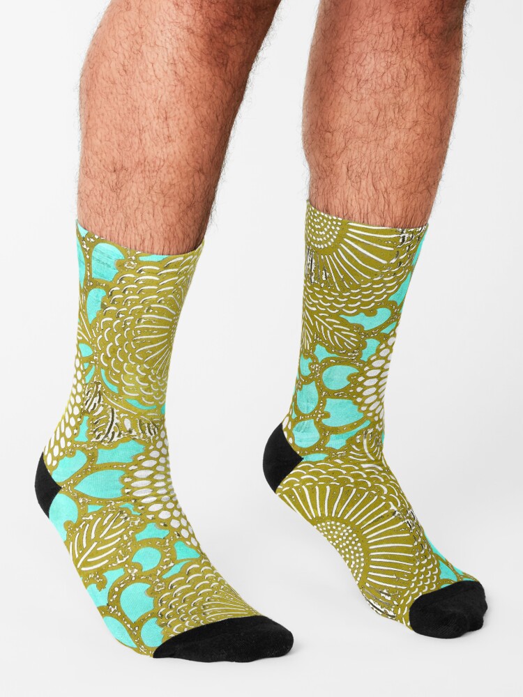 Alternate view of Turquoise and Gold pattern Socks
