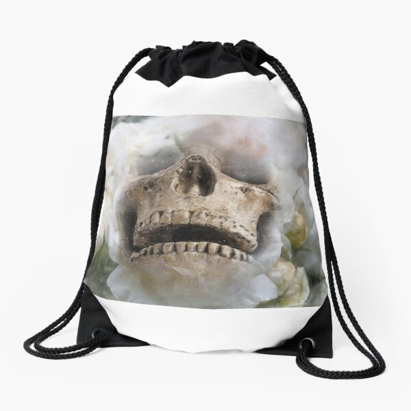 Skull and Roses Drawstring Bag