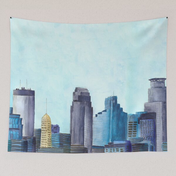 Item preview, Minneapolis Skyline Watercolor Painting designed and sold by watercolornikki.
