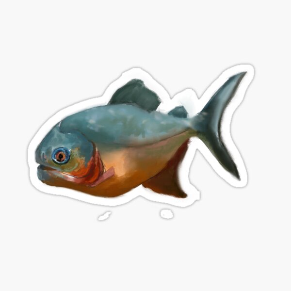  Aggressive Piranha Fish Sticker: High-Tech Angling with Fishing  Rod Building Decals and Electronics Stickers for Fishing Gear Full Color  Print (4X3,5)