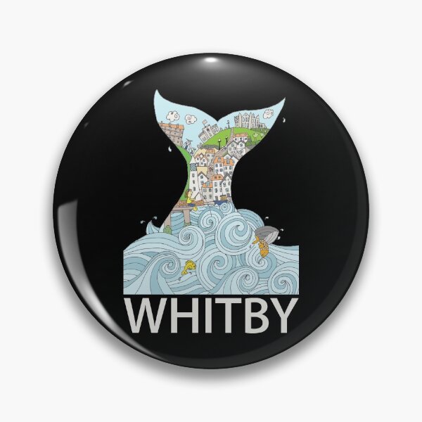 Item preview, Whitby Whale Tail - wavy seas - Light text designed and sold by LouiseFranksArt.