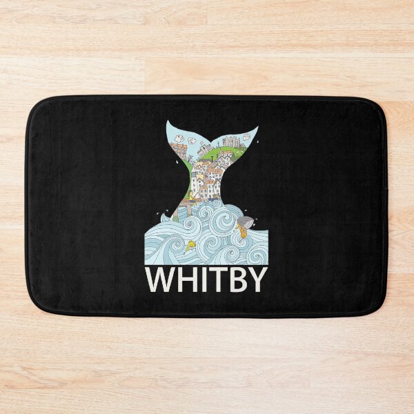 Item preview, Whitby Whale Tail - wavy seas - Light text designed and sold by LouiseFranksArt.