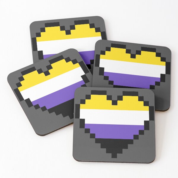 Item preview, Pixel Heart Non-Binary Pride Flag (Grey Background) designed and sold by QueerShop.