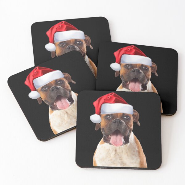 Item preview, Cute Boxer Christmas Shirt Santa Hat Image Funny Dog Gift designed and sold by DamnCoolStuff.